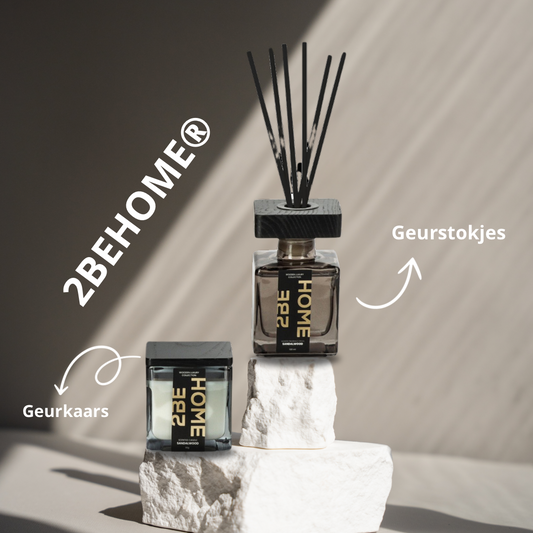 2BEHOME® Geurkaars &amp; Geurstokjes Giftset - zwart